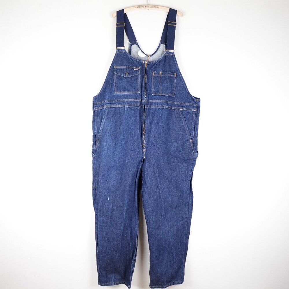 Hammill Heavy Denim Overalls Men's 50R (50x30) 100% Cotton Dark Wash Work Wear